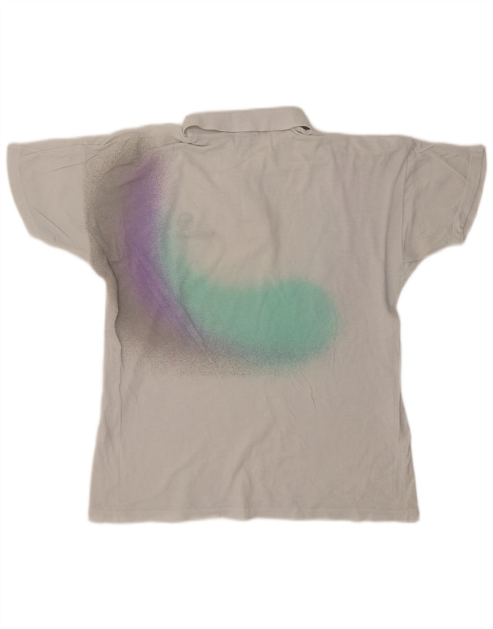 SERGIO TACCHINI Mens Polo Shirt Medium White Tie Dye Cotton