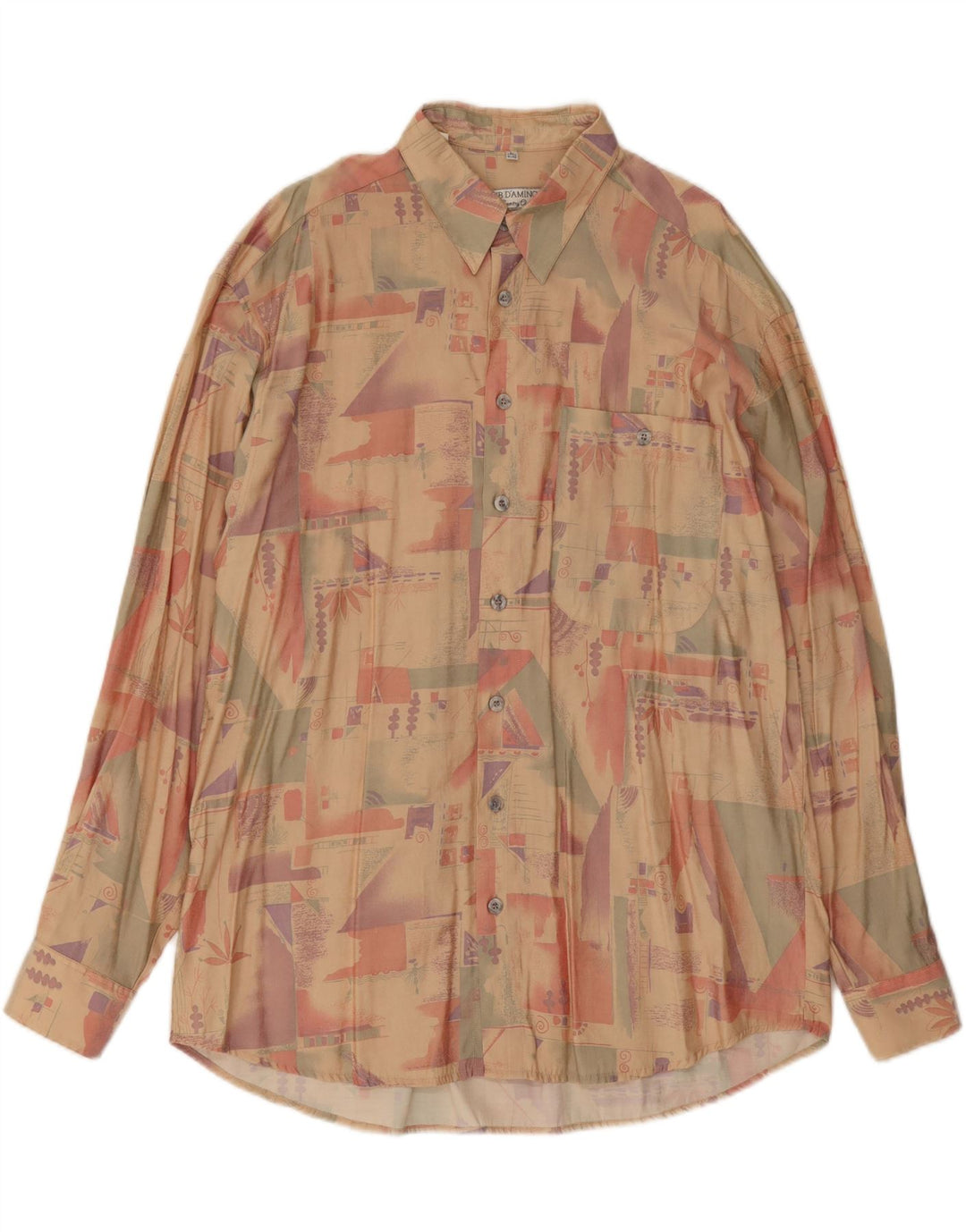 CLUB D'AMINGO Mens Abstract Pattern Shirt Large Beige Viscose Vintage Club D'Amingo and Second-Hand Club D'Amingo from Messina Hembry 