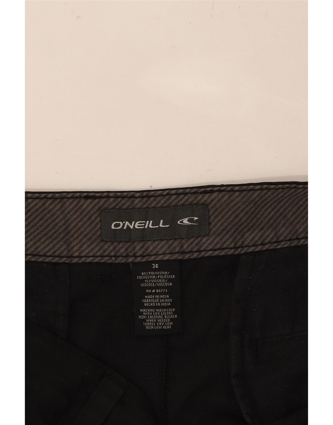 O'NEILL Mens Chino Shorts W36 Large  Black Striped Polyester Vintage O'Neill and Second-Hand O'Neill from Messina Hembry 