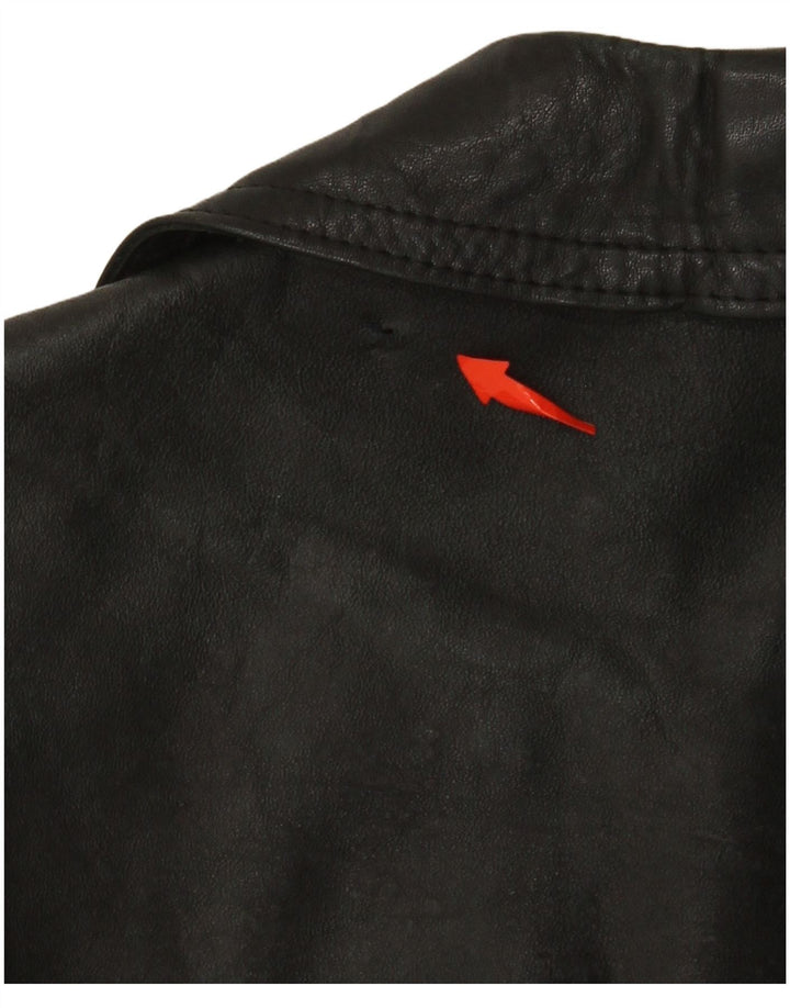 Męska kurtka skórzana VINTAGE UK 38, średnia czarna