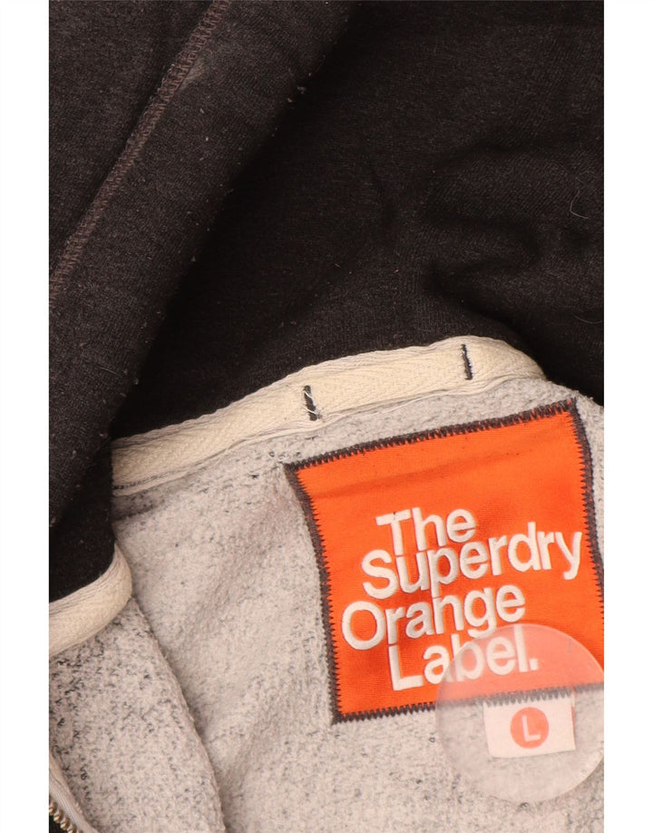 SUPERDRY Męski sweter z kapturem i zamkiem błyskawicznym, duży, szary, bawełniany