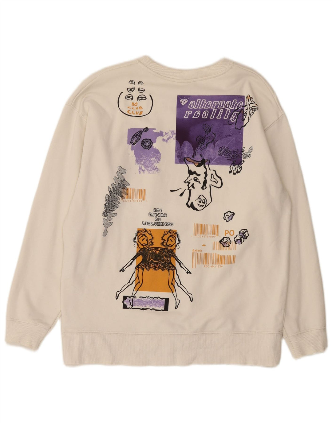 Męska bluza z grafiką Zara, średnia, biała bawełna