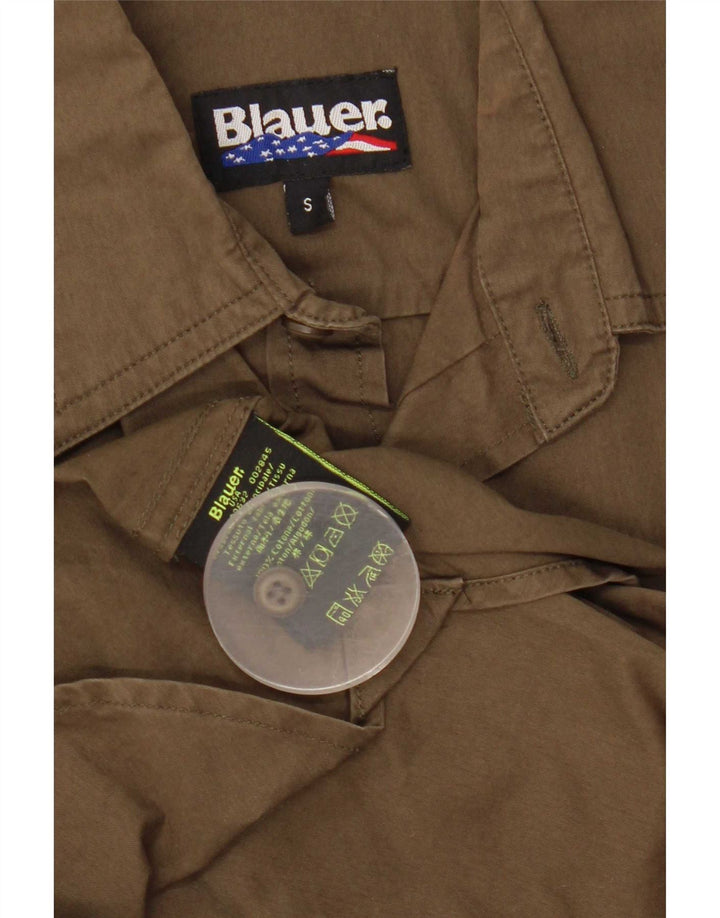 Męska koszula z krótkim rękawem i grafiką Blauer, mała, bawełniana khaki