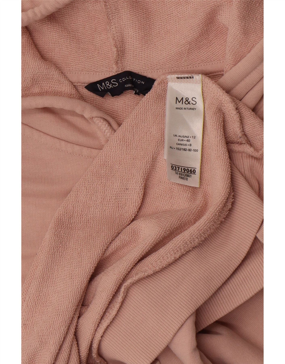 Marks & Spencer Damski sweter z kapturem, UK 12, średni, różowy, bawełniany