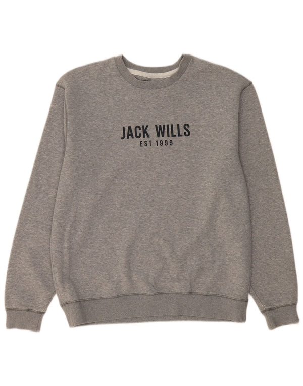 Męska bluza z grafiką JACK WILLS, duża, szara, bawełniana