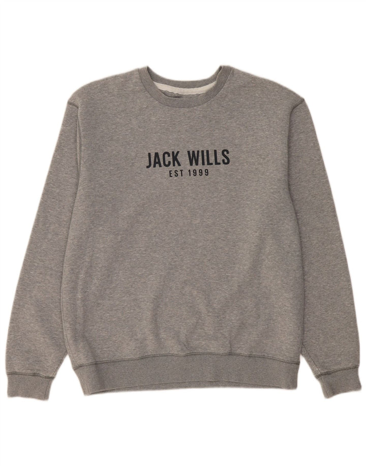 Męska bluza z grafiką JACK WILLS, duża, szara, bawełniana