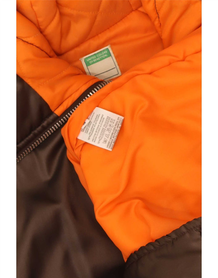 Damska kurtka parka Benetton z kapturem, oversize UK 10, mała, brązowa, poliamid