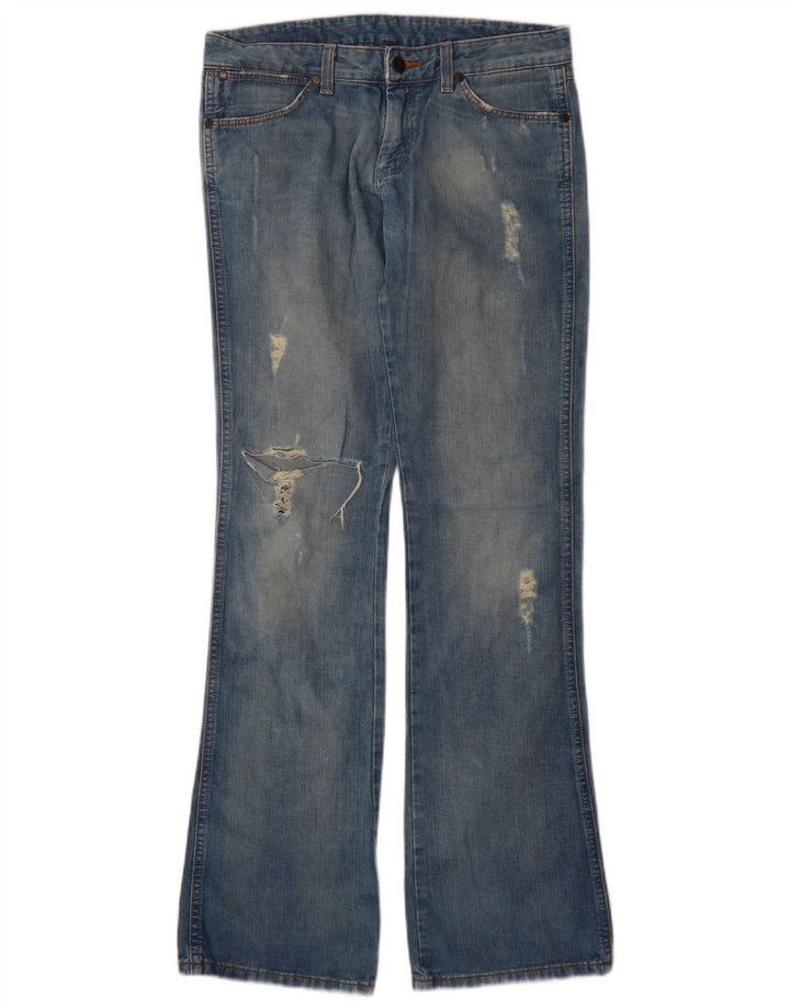 Wrangler Damskie Megan Distressed Bootcut Jeansy W28 L34 Niebieskie Bawełniane