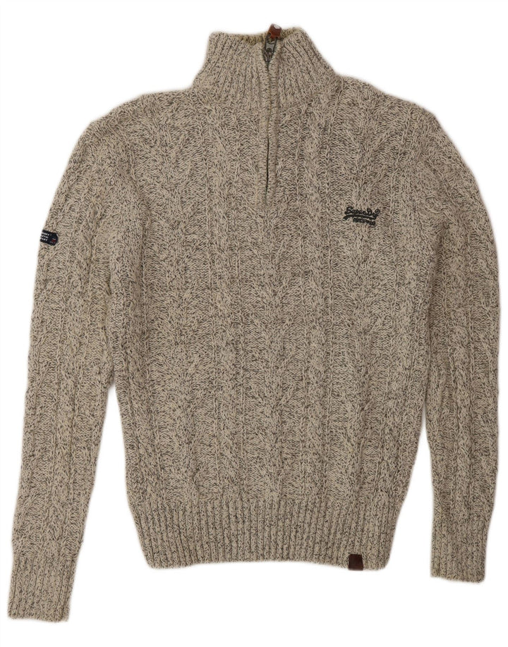 Męski sweter z zamkiem błyskawicznym Superdry Średni szary, nakrapiany akryl
