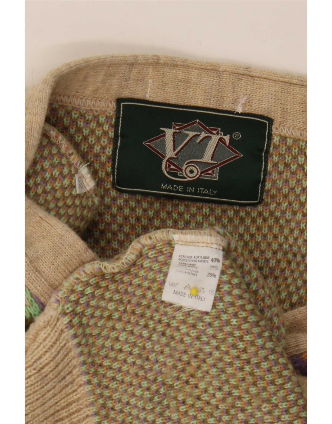 Sweter męski w stylu vintage, średni, wielobarwny, geometryczny akryl