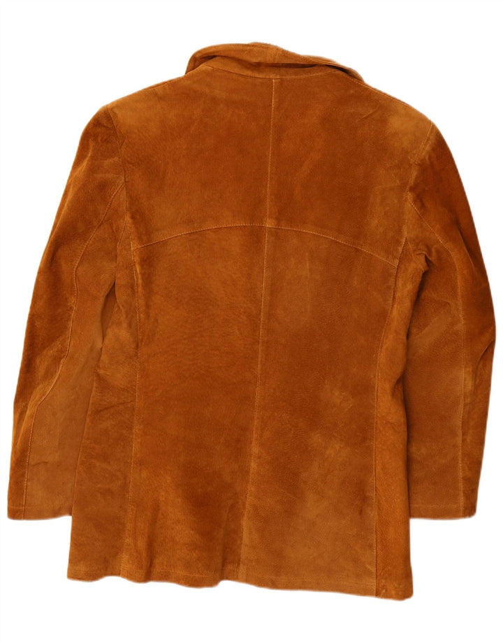 Damska marynarka zapinana na 3 guziki w stylu VINTAGE IT 46, duża brązowa skóra