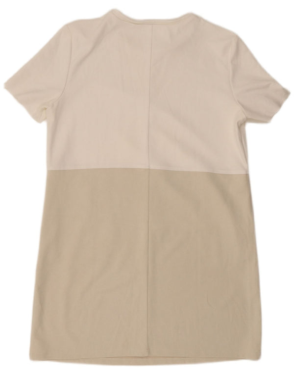 Damska sukienka T-shirtowa Zara UK 18 XL, biała, z blokami kolorów