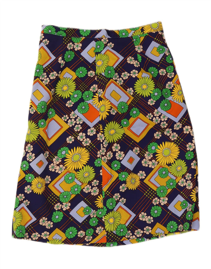 Damska spódnica w kształcie litery A VINTAGE W29 Średnio wielobarwny kwiatowy