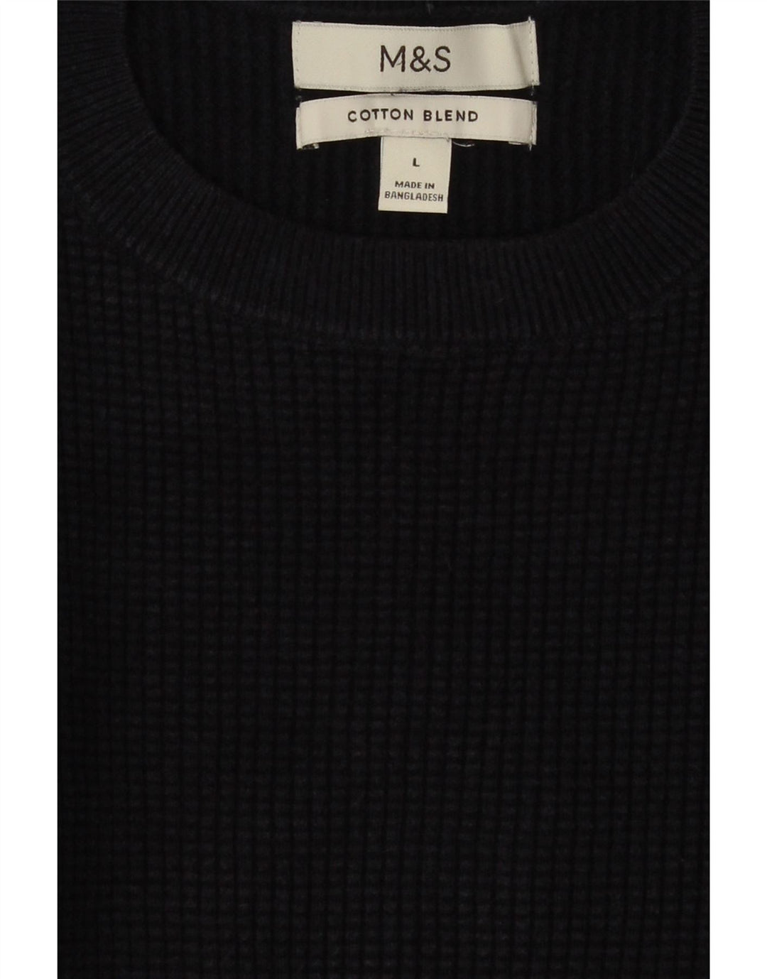 MARKS & SPENCER Męski sweter z okrągłym dekoltem, duży, granatowy, bawełniany