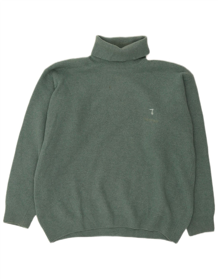 Męski sweter z golfem Trussardi, średnio zielona wełna