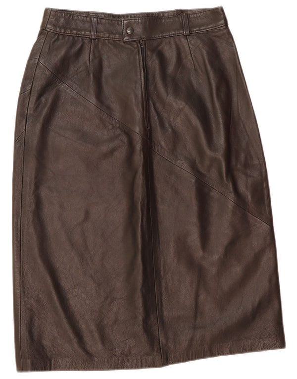 Vintage Womens Leather Skirt W26 Small  Black Leather