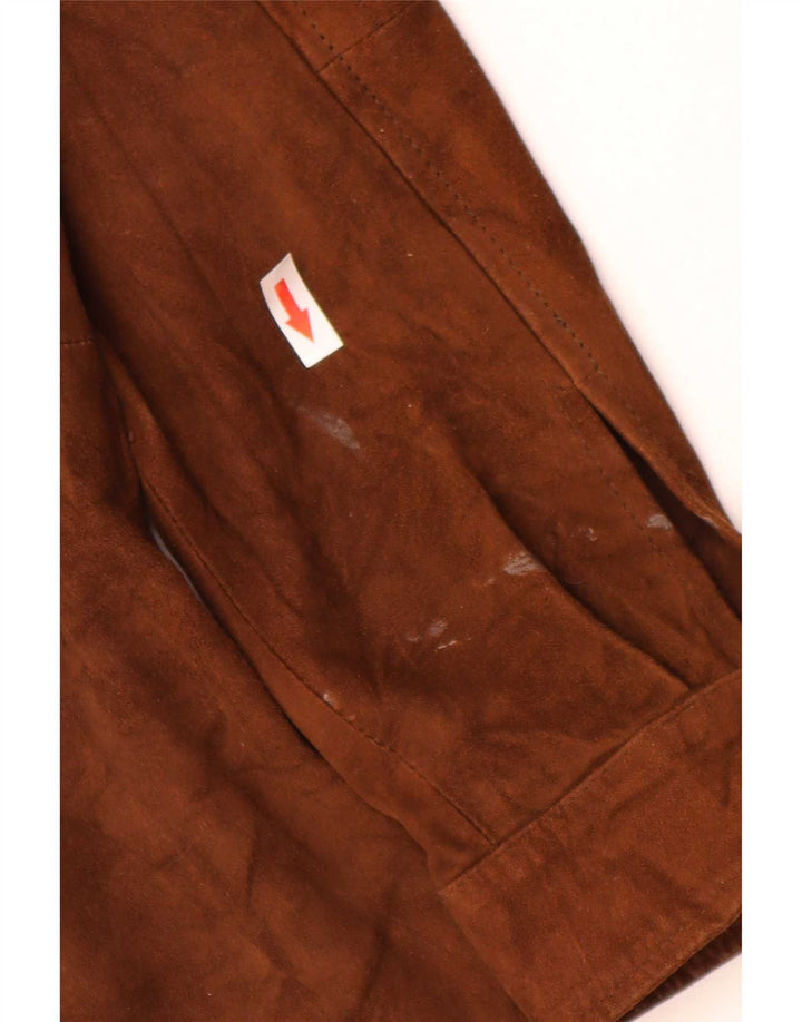 Vintage damska zamszowa kurtka oversize IT 44 ze średniej brązowej skóry