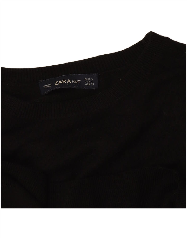 Sweter damski Zara z okrągłym dekoltem UK 14, duży, czarny