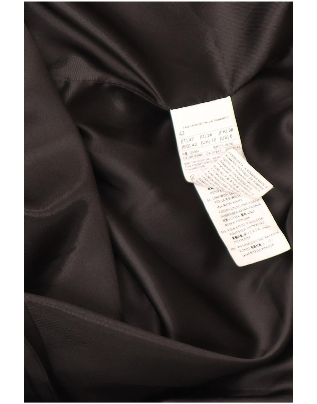 Damski płaszcz oversize Benetton UK 10, mały, czarny, akrylowy w pepitkę