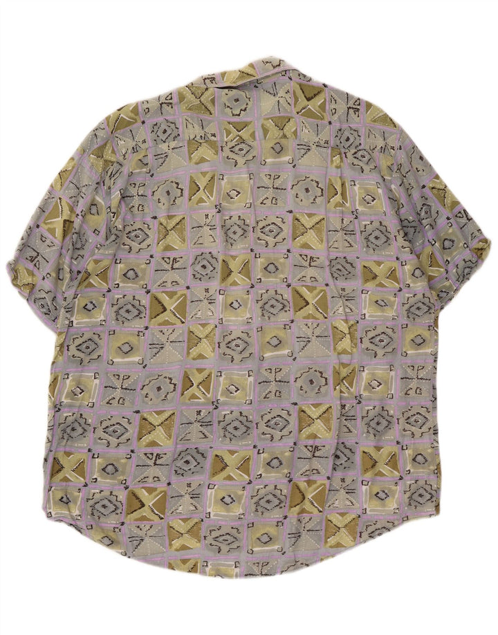 Koszula męska z krótkim rękawem VINTAGE XL wielobarwna geometryczna wiskoza