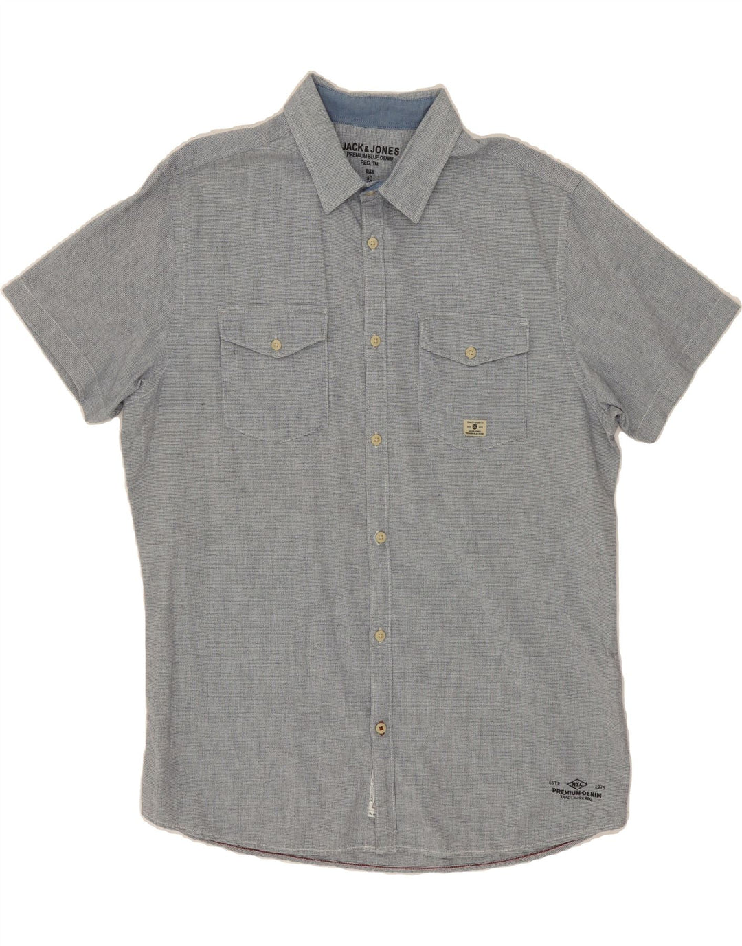 JACK & JONES Mens Short Sleeve Shirt XL Grey Cotton Vintage Jack & Jones and Second-Hand Jack & Jones from Messina Hembry 