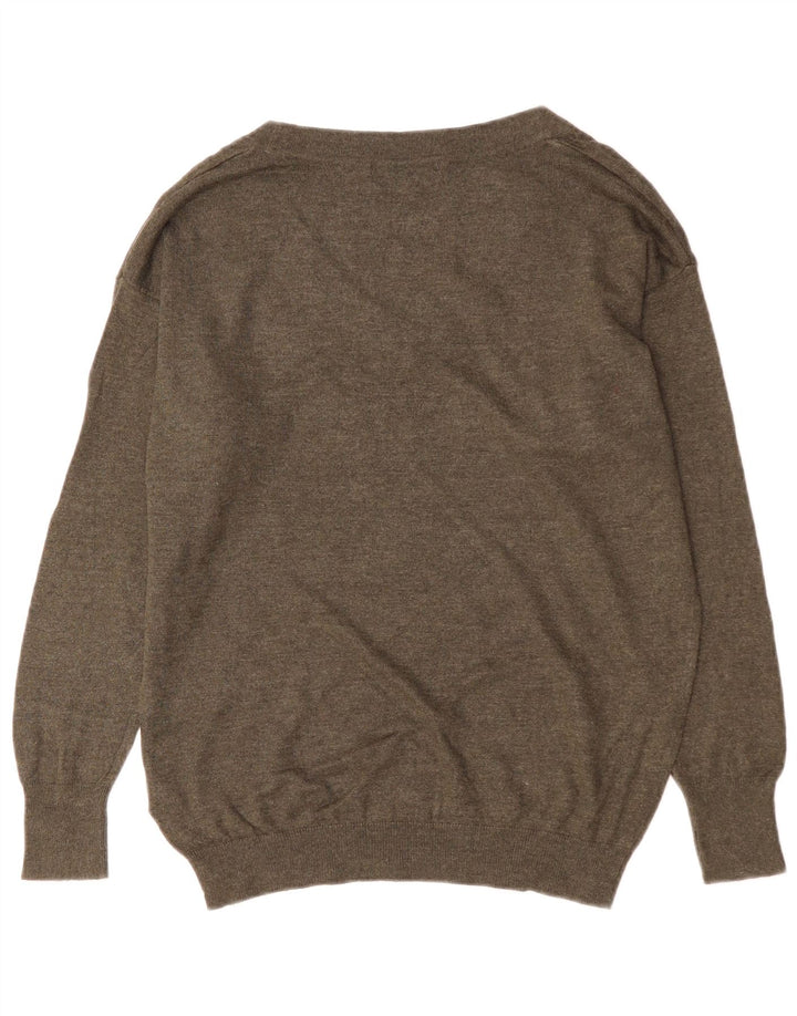 Marks & Spencer Damski sweter oversize z dekoltem w kształcie litery V, UK 10, Small Khaki