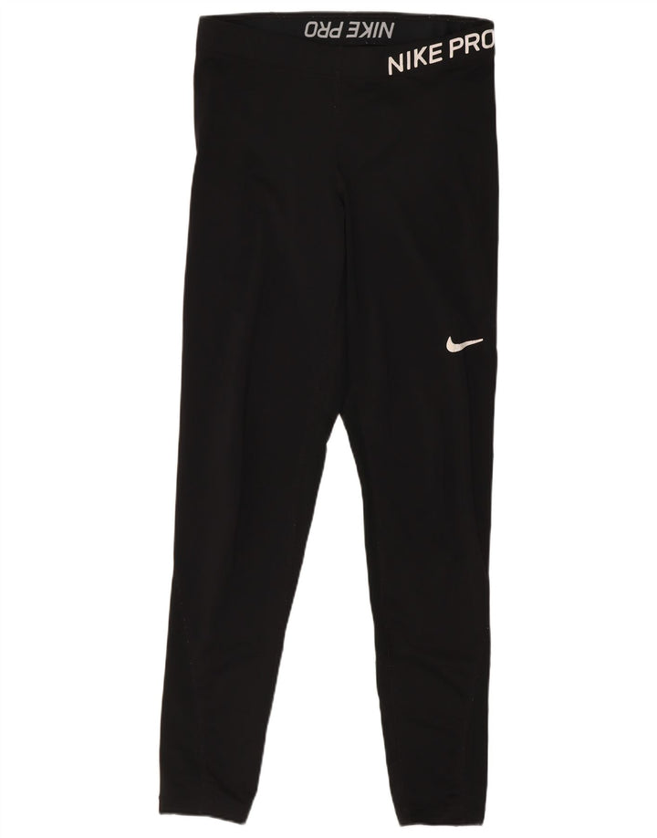 Legginsy damskie Nike UK 12, średnie, czarne, poliestrowe, sportowe