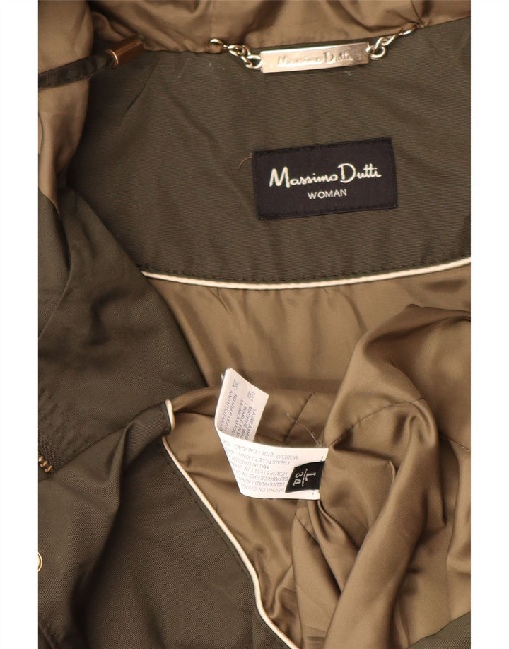 Damska kurtka parka z kapturem MASSIMO DUTTI UK 16, duża, zielona, poliestrowa
