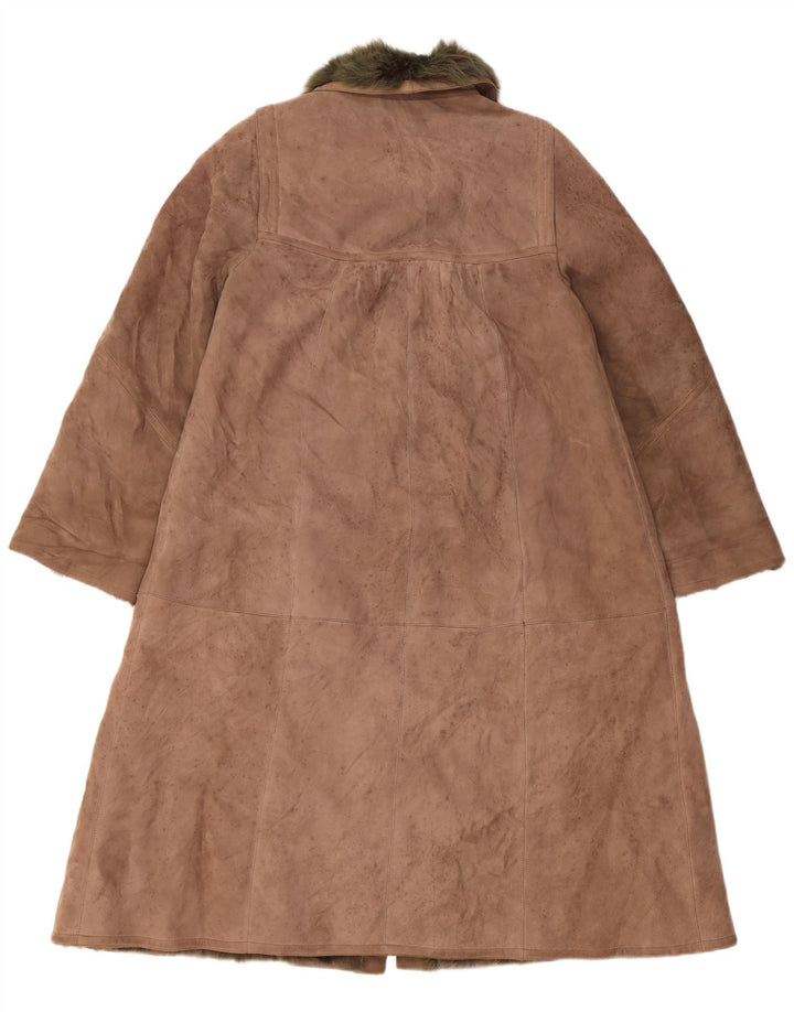 Płaszcz damski VINTAGE Shearling UK 14, duży, beżowy