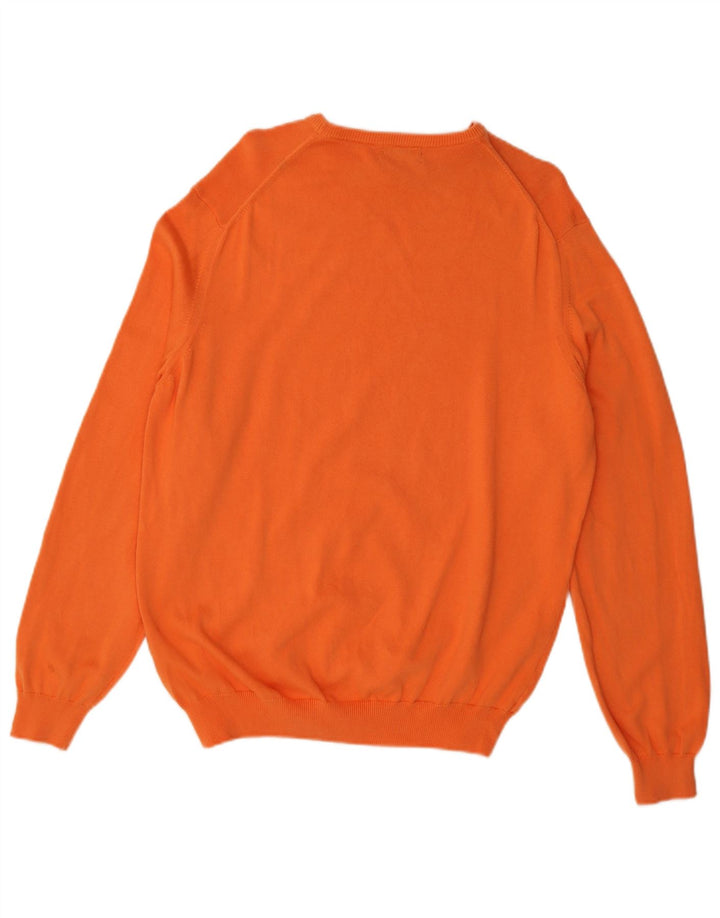 Męski sweter Massimo Dutti z dekoltem w łódkę, duży, pomarańczowy, bawełniany