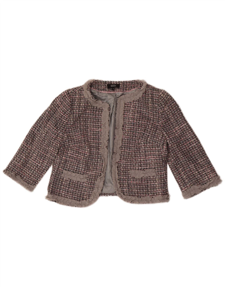 Marks & Spencer Bolero damskie z rękawem 3/4 UK 14, średnia szara kratka