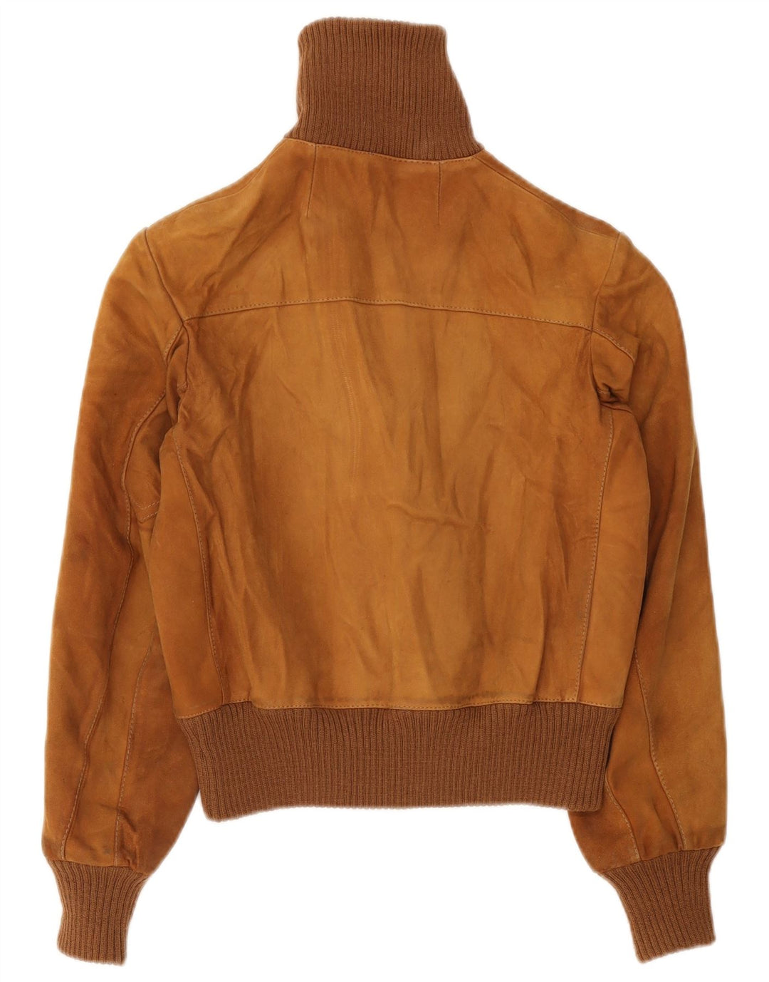 Vintage damska zamszowa kurtka bomber UK 10, mała brązowa