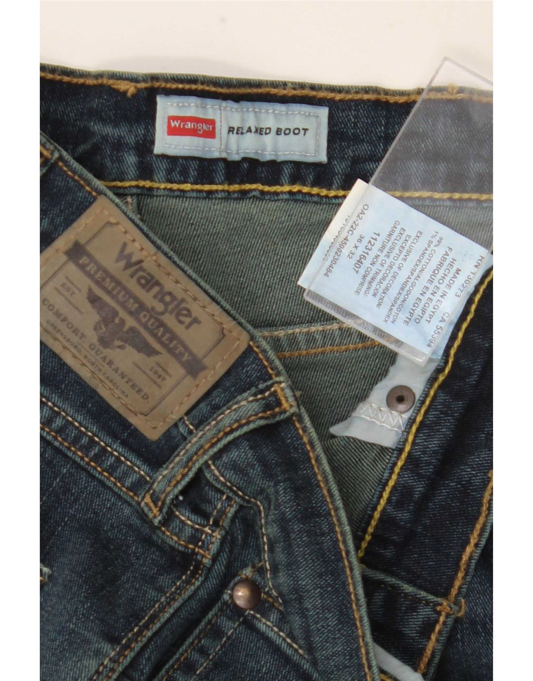 Męskie jeansy Bootcut Wrangler W36 L32, granatowo-niebieskie, bawełniane