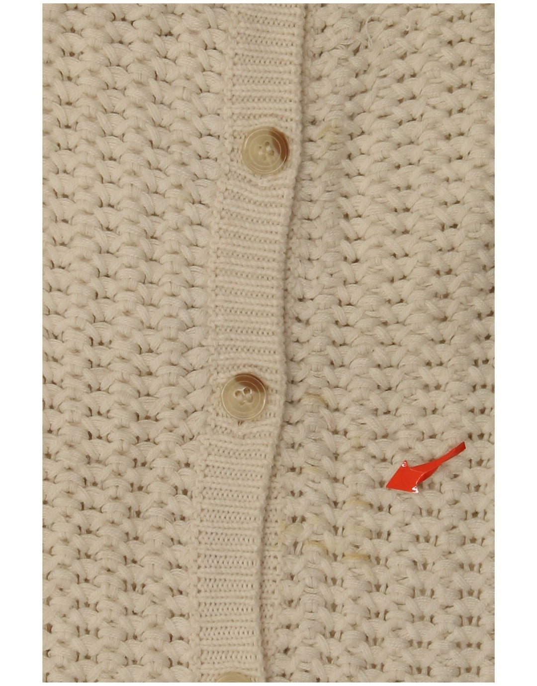 Damski sweter rozpinany z rękawem 3/4 w stylu vintage, UK 14, średni, złamany biały akryl