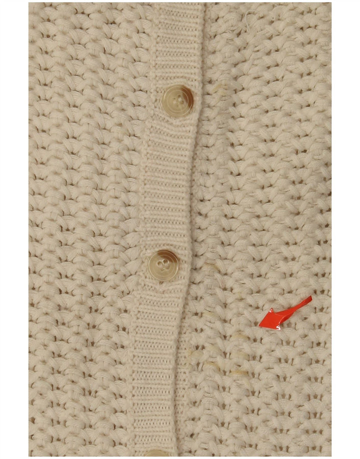 Damski sweter rozpinany z rękawem 3/4 w stylu vintage, UK 14, średni, złamany biały akryl