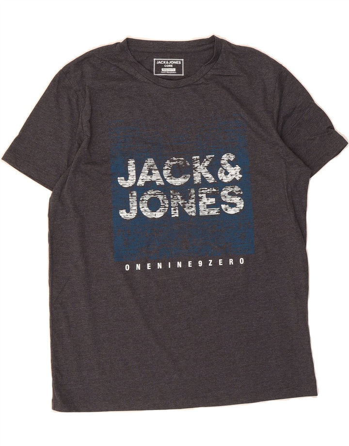 JACK & JONES Mens Regular Fit Graphic T-Shirt Top Large Grey Cotton Vintage Jack & Jones and Second-Hand Jack & Jones from Messina Hembry 