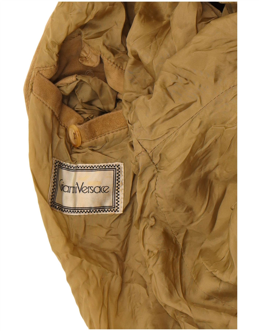 Damska kurtka bomberka Gianni Versace o luźnym kroju, zamszowa, UK 38, średni beż