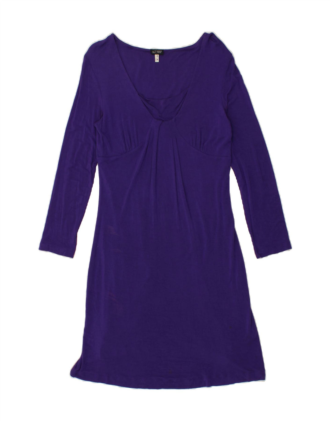 ARMANI JEANS Womens Long Sleeve Basic Dress UK 12 Medium Purple Viscose Vintage Armani Jeans and Second-Hand Armani Jeans from Messina Hembry 