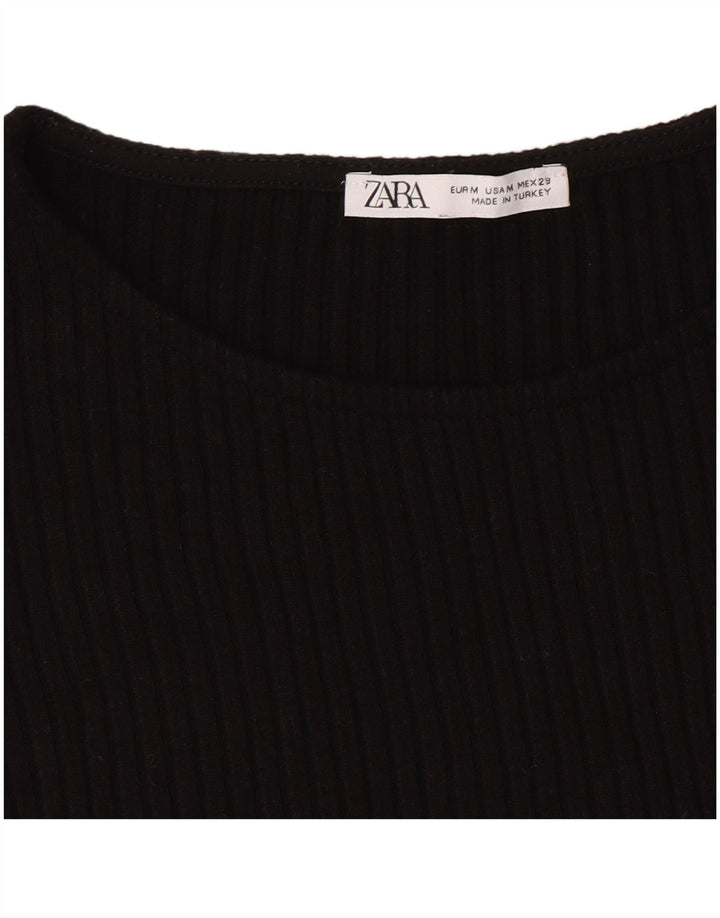 Damski T-shirt Zara Crop Top UK 12 Średni Czarny