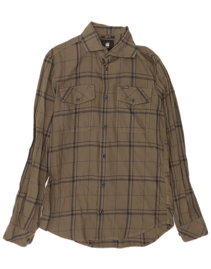 Męska koszula flanelowa G-Star Slim Fit w małą zieloną kratkę