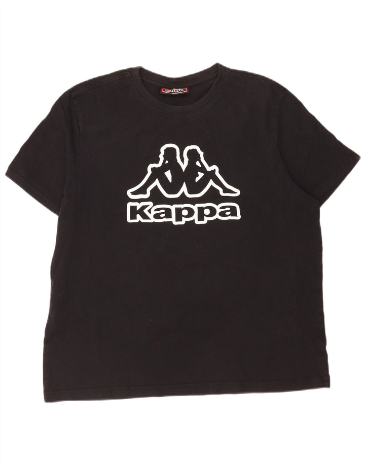 Męski T-shirt z grafiką Kappa, duży, czarny, bawełniany