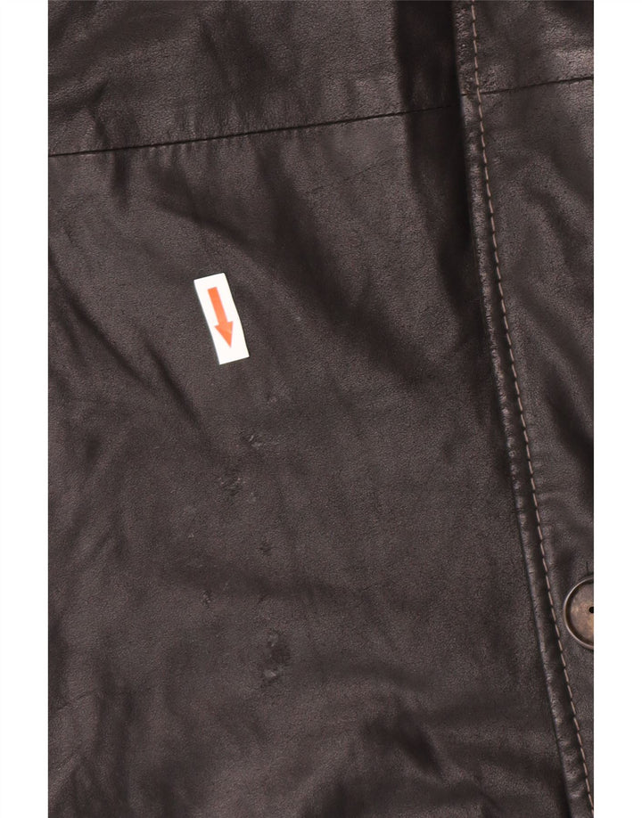 Vintage męski płaszcz skórzany IT 58 4XL czarna skóra