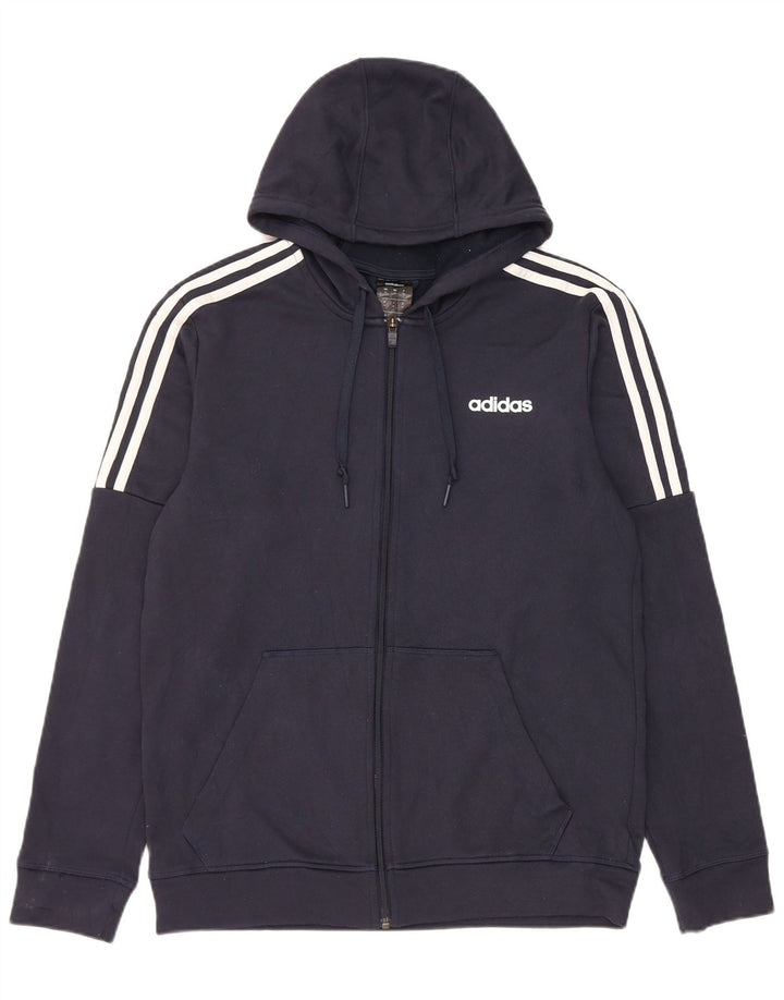 Adidas Męski sweter z kapturem Climalite Zip, średni granatowy poliester