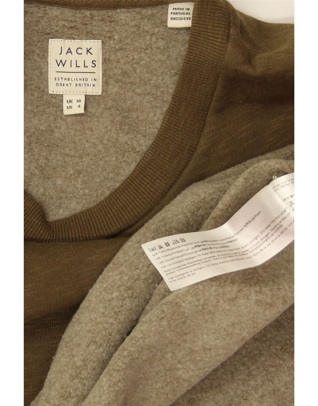 JACK WILLS Damski sweter oversize UK 10, mały, bawełniany khaki