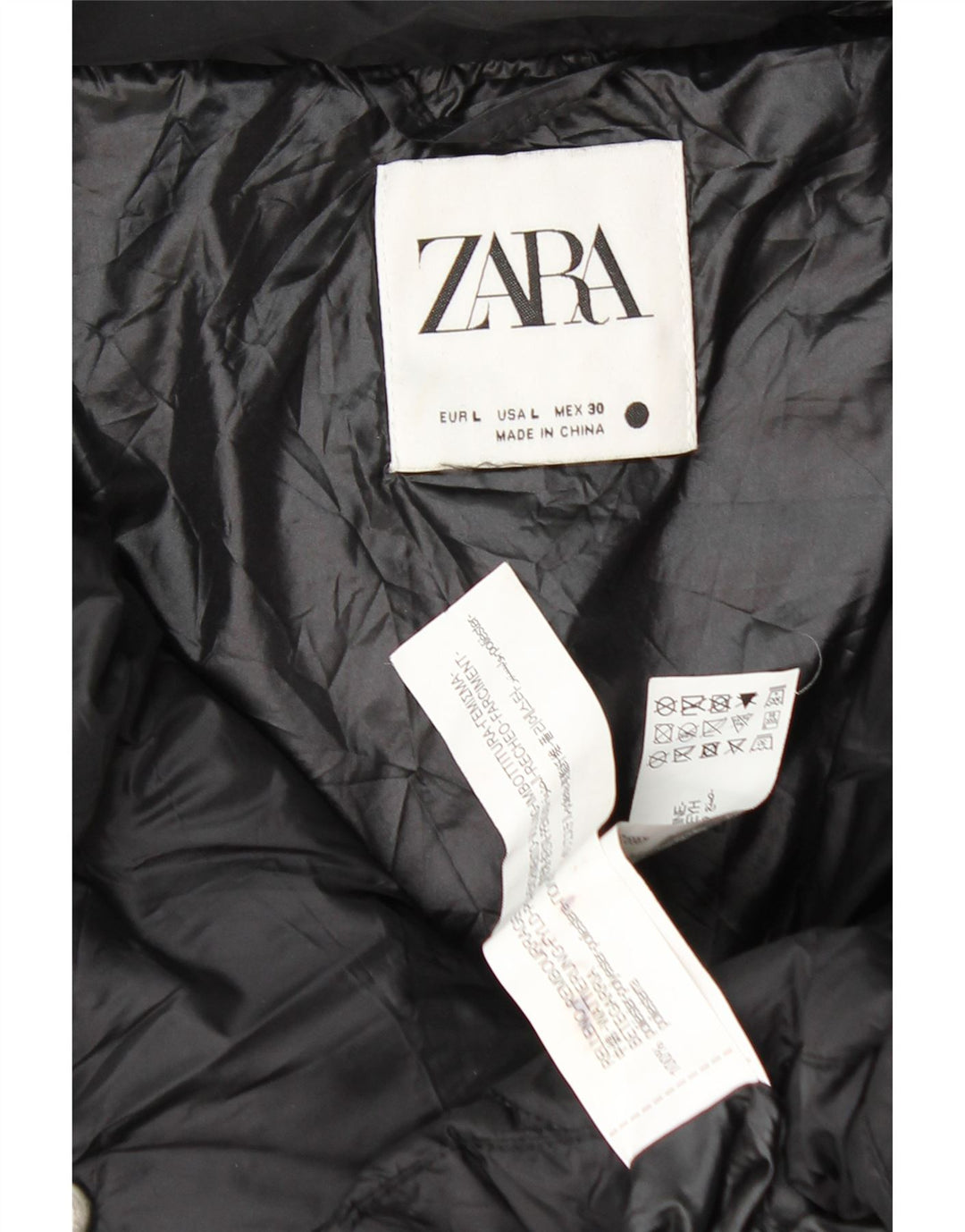 Damska kurtka oversize ZARA z wypełnieniem UK 16, duża, czarna, z poliestru