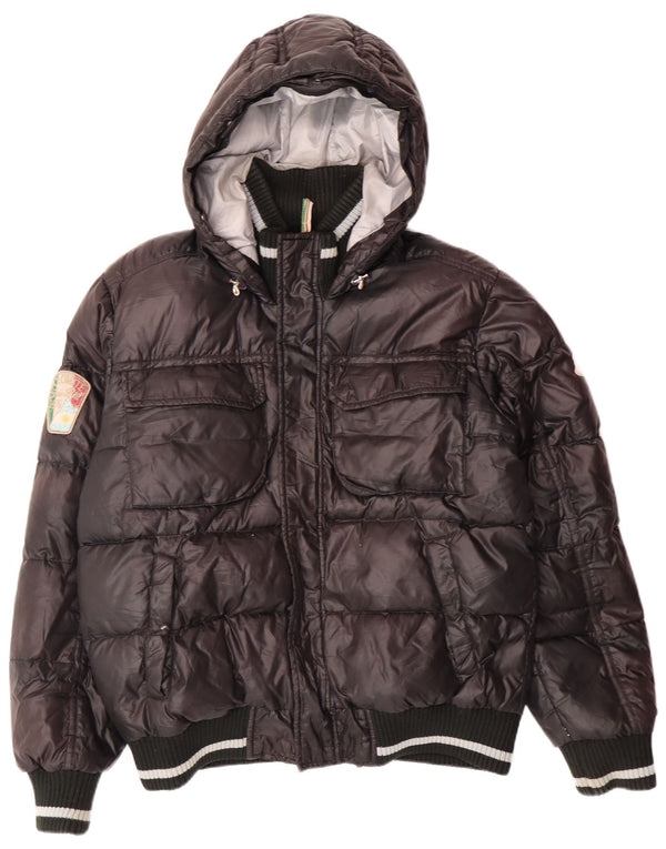 Męska ocieplana kurtka z kapturem i grafiką DOLOMITE UK 38, średni czarny poliester