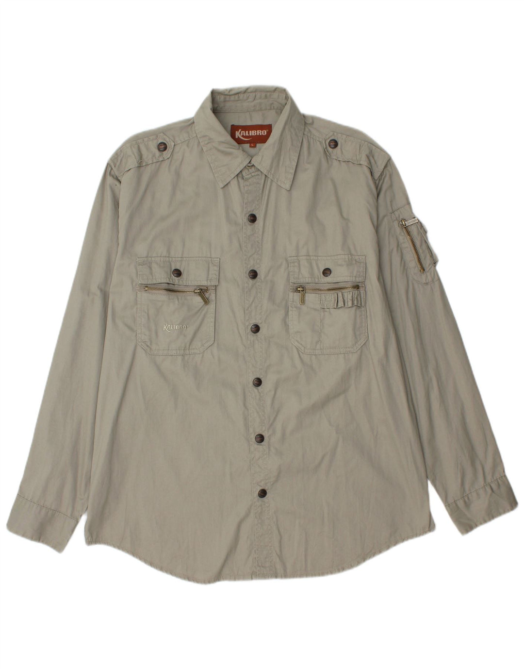 Męska koszula wojskowa w stylu vintage, duża, bawełniana w kolorze khaki