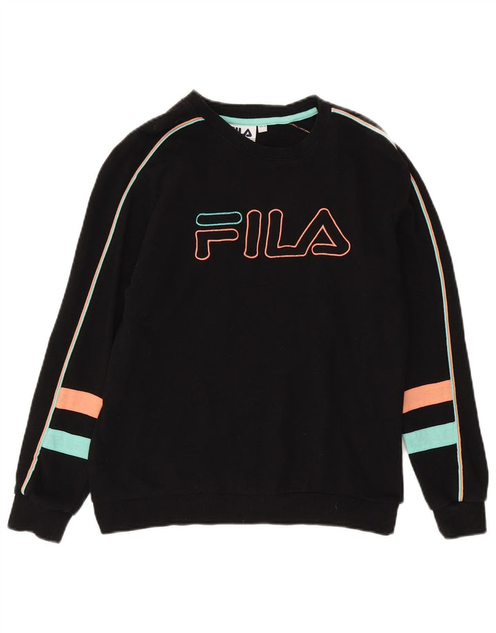 Damska bluza z grafiką Fila, UK 8, mała, czarna bawełna