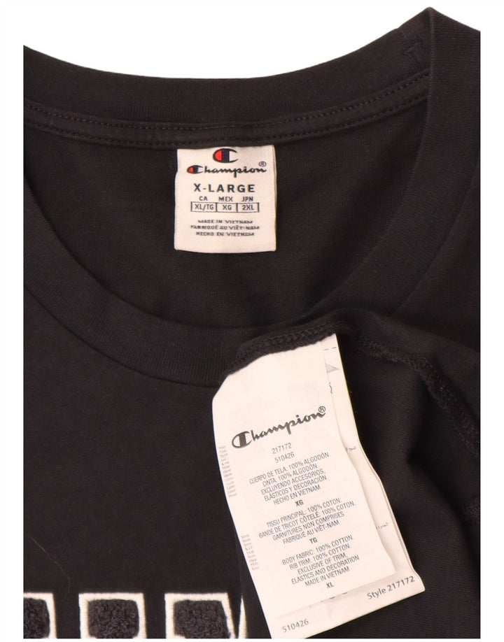 Męski T-shirt Champion z grafiką, top XL, czarna bawełna