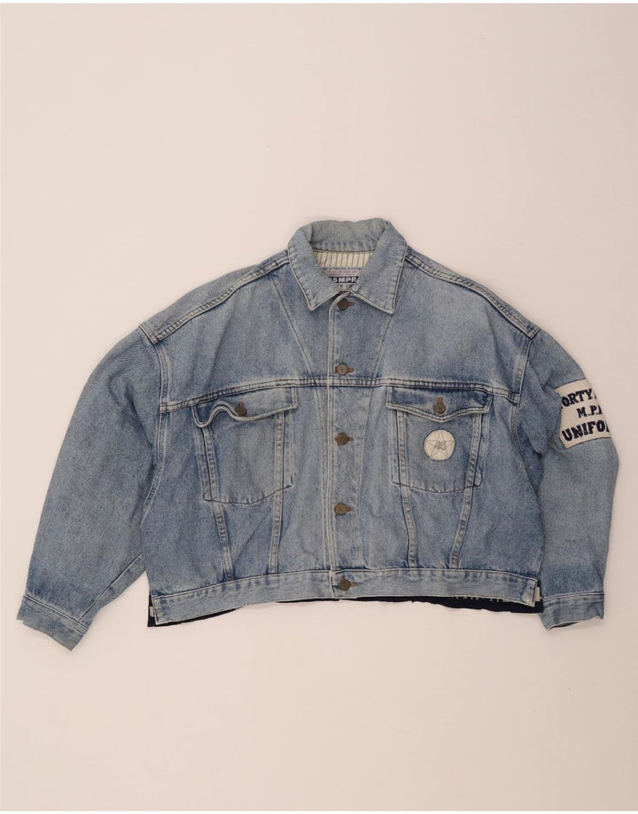 Damska kurtka jeansowa UNIFORM Crop Graphic UK 14, duża niebieska